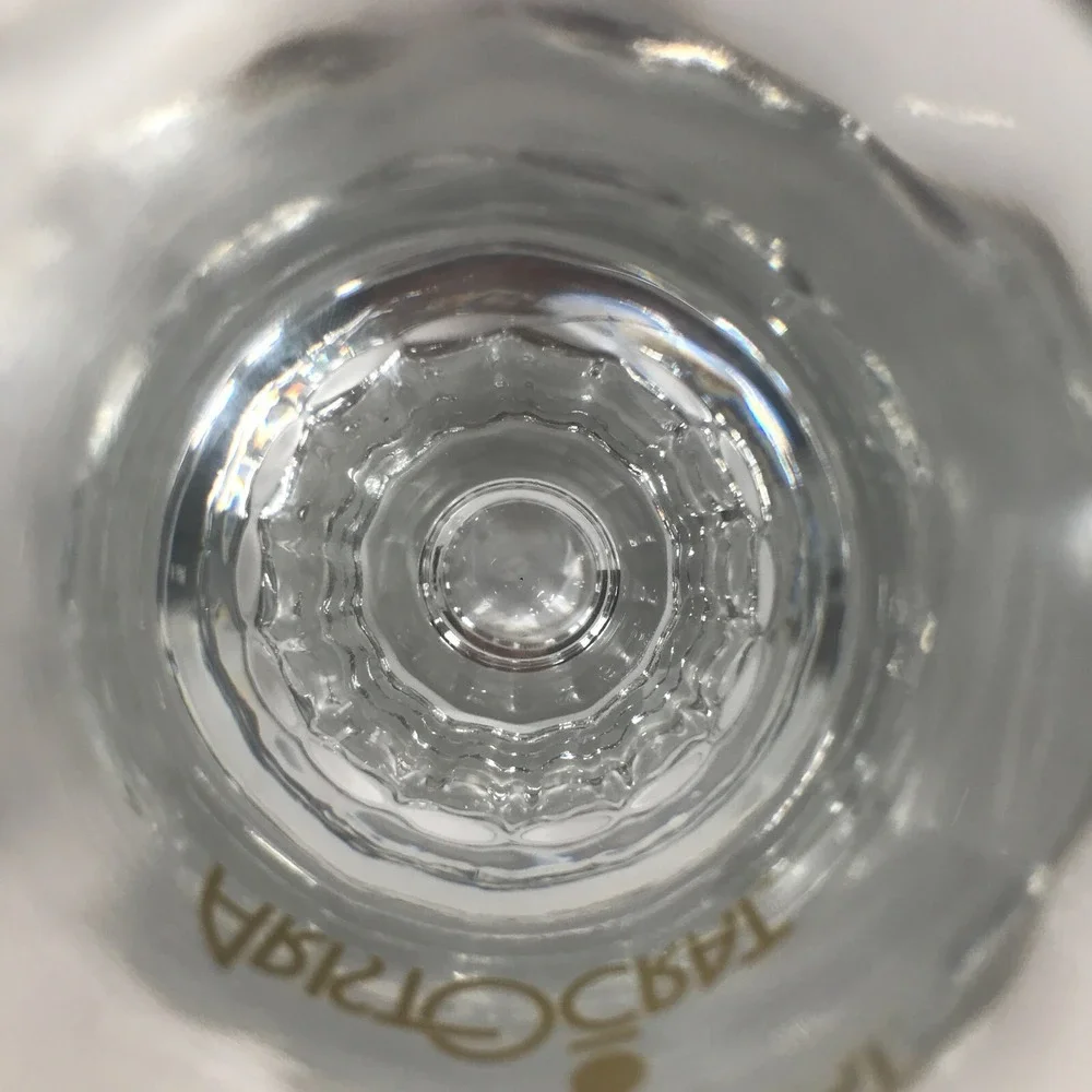 Aristocrat Vodka Shot Glasses Set of 2 Gold Logo Clear Fluted Base Barware
